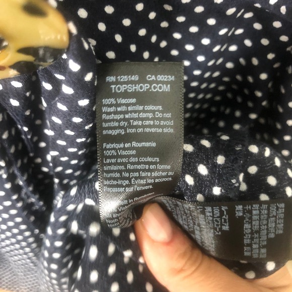 Topshop Blue Polka Dot Tortoise Belt Mini Dress - Picture 5 of 6